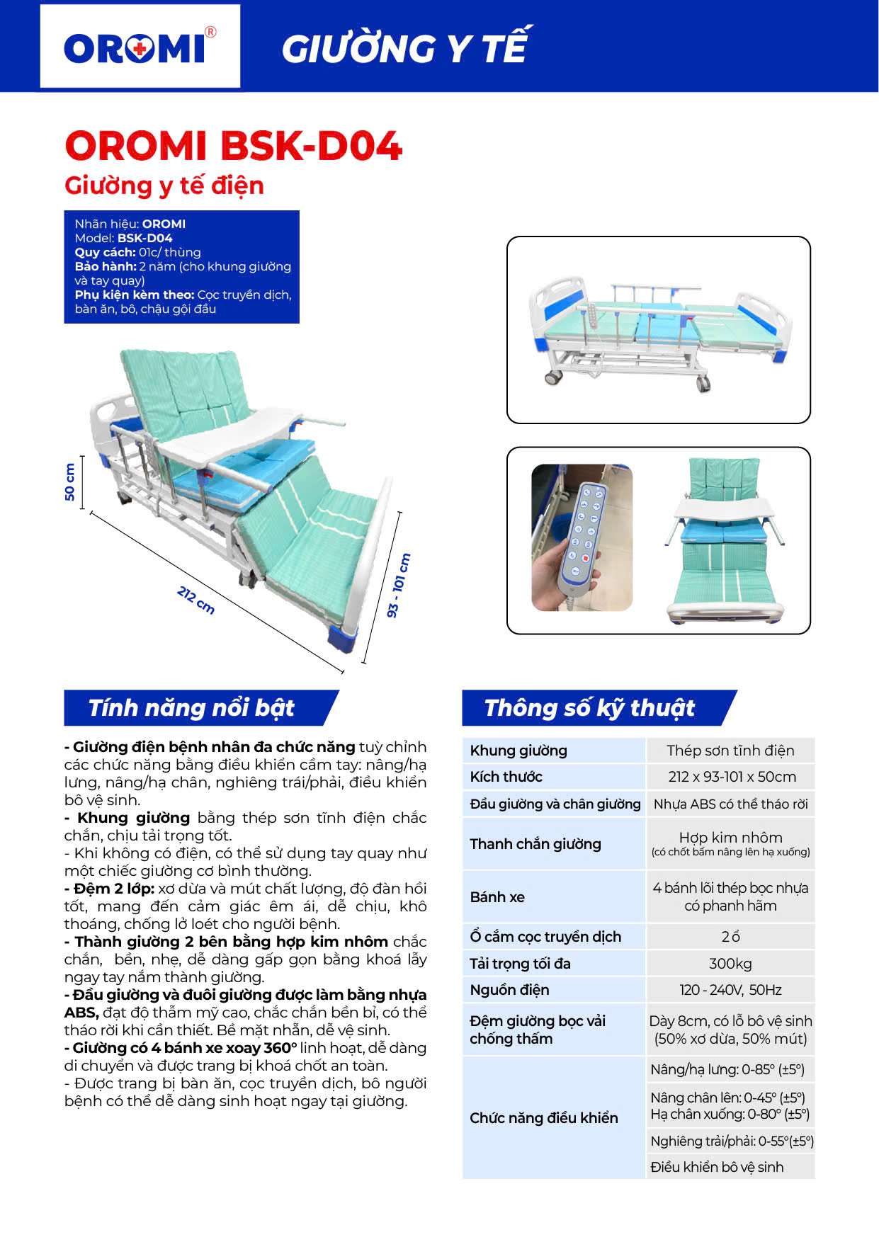 Giường y tế điện OROMI BSK-D04